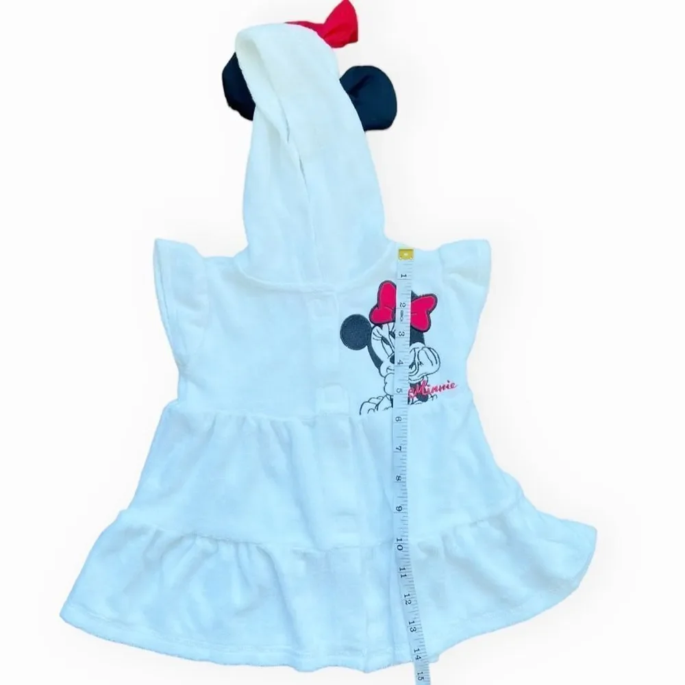 Disney Baby Girl Minnie Mouse Hooded Beach Coverup Dress with Ears. 9-12 Months.